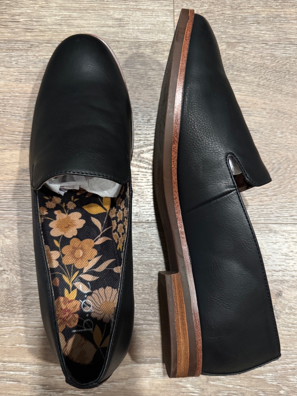 B.O.C. Black Leather Slip-On Loafers